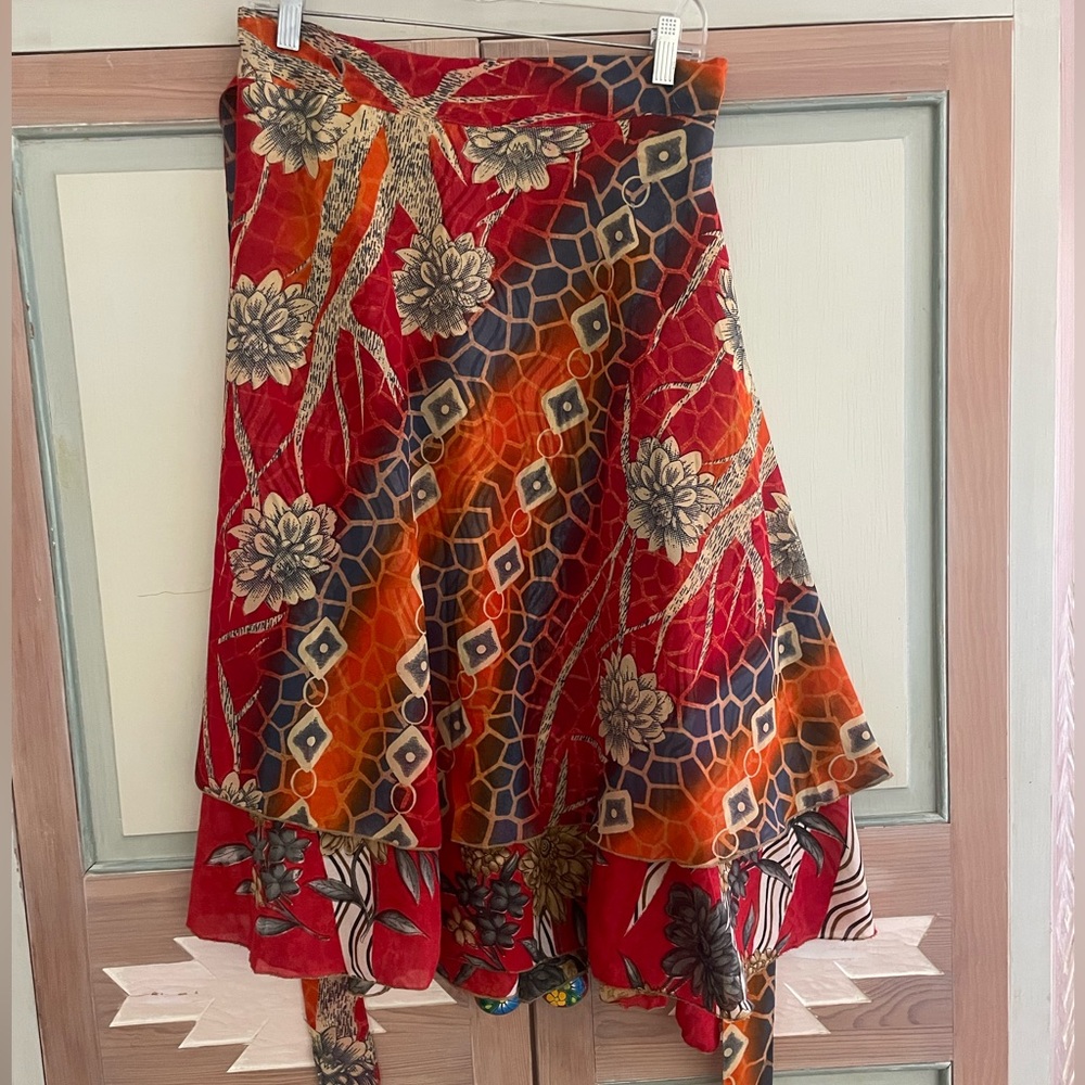 Iris Impressions | Reversible wrap floral skirt.